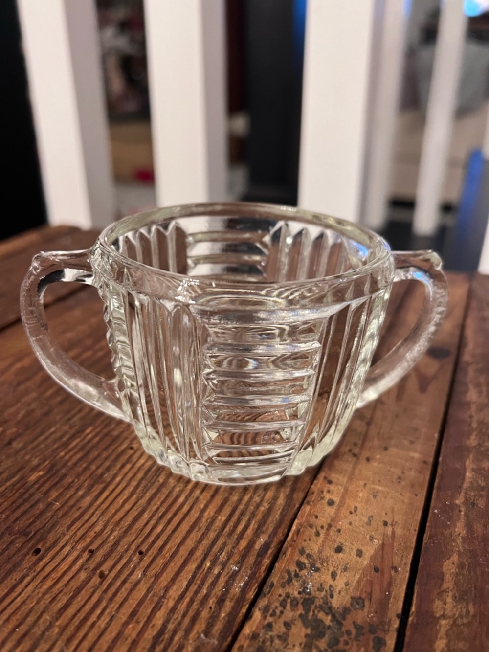 Vintage Art Deco Clear Glass Creamer and Sugar Set - Picture 2 of 5